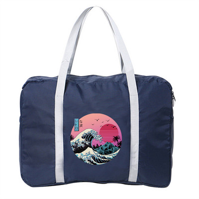 Bagažo kelioniniai krepšiai Nailono Unisex Sulankstomi vandeniui atsparūs didelės talpos krepšiai Wave Series Printing Moteriška Nauja Rankinė Vyriški Kelioniniai Krepšiai
