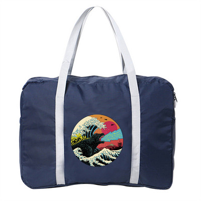 Bagažo kelioniniai krepšiai Nailono Unisex Sulankstomi vandeniui atsparūs didelės talpos krepšiai Wave Series Printing Moteriška Nauja Rankinė Vyriški Kelioniniai Krepšiai