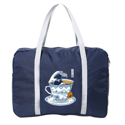 Bagažo kelioniniai krepšiai Nailono Unisex Sulankstomi vandeniui atsparūs didelės talpos krepšiai Wave Series Printing Moteriška Nauja Rankinė Vyriški Kelioniniai Krepšiai