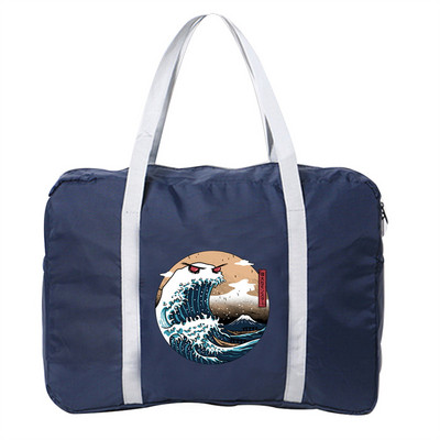 Bagažo kelioniniai krepšiai Nailono Unisex Sulankstomi vandeniui atsparūs didelės talpos krepšiai Wave Series Printing Moteriška Nauja Rankinė Vyriški Kelioniniai Krepšiai