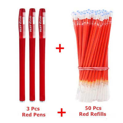 3 gelio rašikliai + 50 papildymų rinkinys 0,38 mm juodos mėlynos raudonos spalvos rašalo rašikliai ploni antgaliai žurnalų rašymas mokyklinių reikmenų raštinės reikmenų didmeninė prekyba