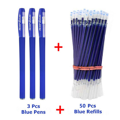 3 gelio rašikliai + 50 papildymų rinkinys 0,38 mm juodos mėlynos raudonos spalvos rašalo rašikliai ploni antgaliai žurnalų rašymas mokyklinių reikmenų raštinės reikmenų didmeninė prekyba