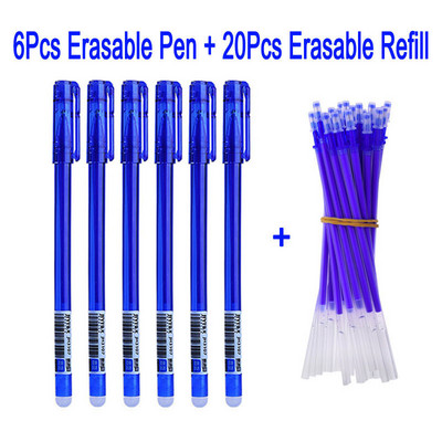 DELVTCH 0,5 χιλιοστά διαγραφόμενη φόρμα gel στυλό μπλε/μαύρο μελάνι Magic Erasable στυλό ανταλλακτικό και σετ στυλό για εργαλεία γραφής γραφείου σχολείου