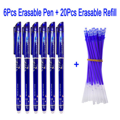 DELVTCH 0,5 χιλιοστά διαγραφόμενη φόρμα gel στυλό μπλε/μαύρο μελάνι Magic Erasable στυλό ανταλλακτικό και σετ στυλό για εργαλεία γραφής γραφείου σχολείου