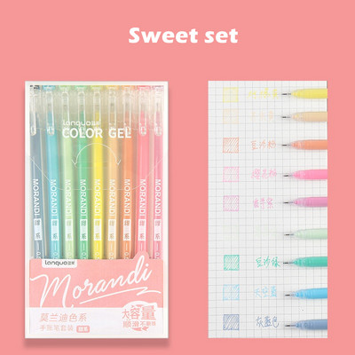 9 komada morandi sivih olovaka set višebojnih gel olovaka s tintom Vintage Marker Liner 0,5 mm kemijska olovka za pisac Poklon uredski školski A6037