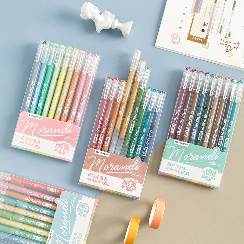 9 komada morandi sivih olovaka set višebojnih gel olovaka s tintom Vintage Marker Liner 0,5 mm kemijska olovka za pisac Poklon uredski školski A6037