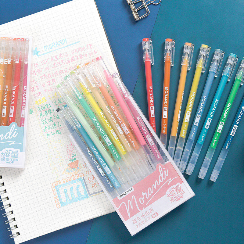 9 komada morandi sivih olovaka set višebojnih gel olovaka s tintom Vintage Marker Liner 0,5 mm kemijska olovka za pisac Poklon uredski školski A6037
