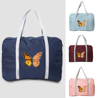 Ceļojuma soma Sieviešu kempings Pārnēsājamas somas Butterfly Print Organizer Bagāžas somas Salokāmi Rāvējslēdzēja piederumi Uzglabāšanas soma Rokassoma