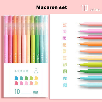 10db Multi Color gél toll készlet Mikron hegyű Sweet Salt Morandi Retro Colors Quick Dry Ink Marker Liner Highlighter Rajz A6247