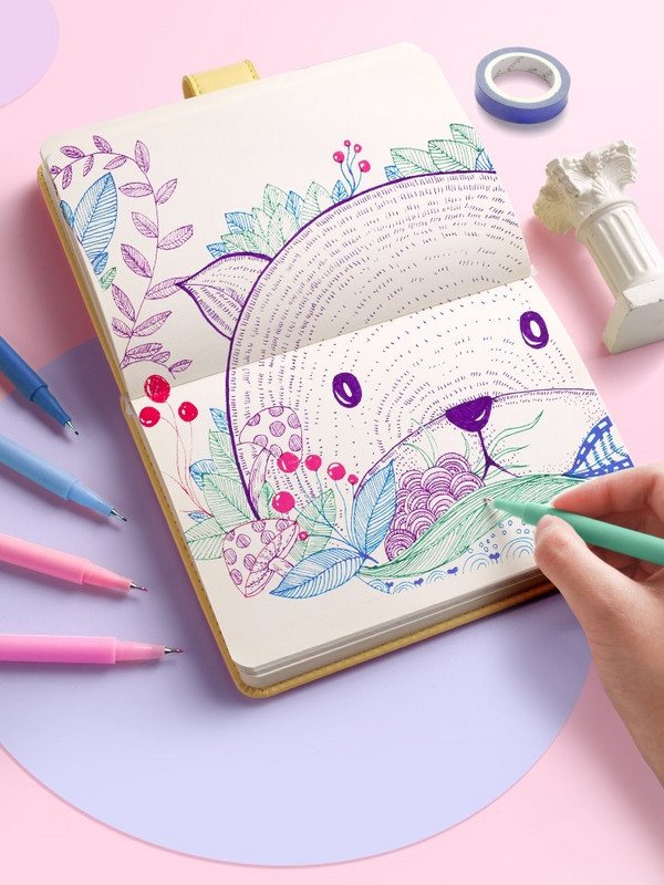 10db Multi Color gél toll készlet Mikron hegyű Sweet Salt Morandi Retro Colors Quick Dry Ink Marker Liner Highlighter Rajz A6247