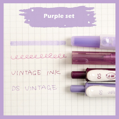 4 vnt Vintage Color gradiento rašiklių rinkinys, greitai džiūstantis gelio rašalo rašiklis ir fluorescencinis paryškinimo žymeklis piešimo dažų biuro mokykla A6458