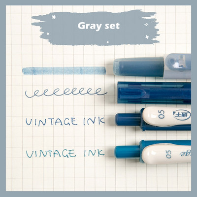 4 vnt Vintage Color gradiento rašiklių rinkinys, greitai džiūstantis gelio rašalo rašiklis ir fluorescencinis paryškinimo žymeklis piešimo dažų biuro mokykla A6458