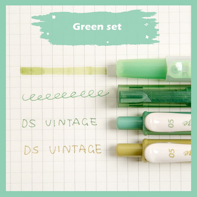 4 vnt Vintage Color gradiento rašiklių rinkinys, greitai džiūstantis gelio rašalo rašiklis ir fluorescencinis paryškinimo žymeklis piešimo dažų biuro mokykla A6458