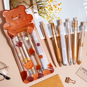 6 τμχ Κρέμα Gel στυλό και σετ highlighter Διαφανές βαρέλι μαύρο μελάνι γραφής πολλαπλών χρωμάτων σχολικά είδη A7006