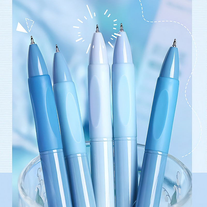 5 vnt gradiento spalvos gelio rašiklių rinkinys 0,5 mm rutulinis greitai džiūstantis juodas rašalas, skirtas rašyti mokyklinėms biuro reikmenims A7460