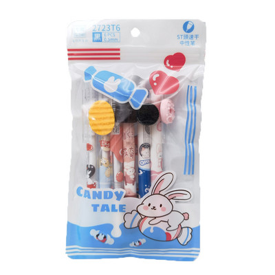 6vnt Candy Tale gelio rašiklių rinkinys Mieli šokoladiniai sausainiai Dekoracija Juodos spalvos rašalu Rašymo dovana Biuro mokykla A7134