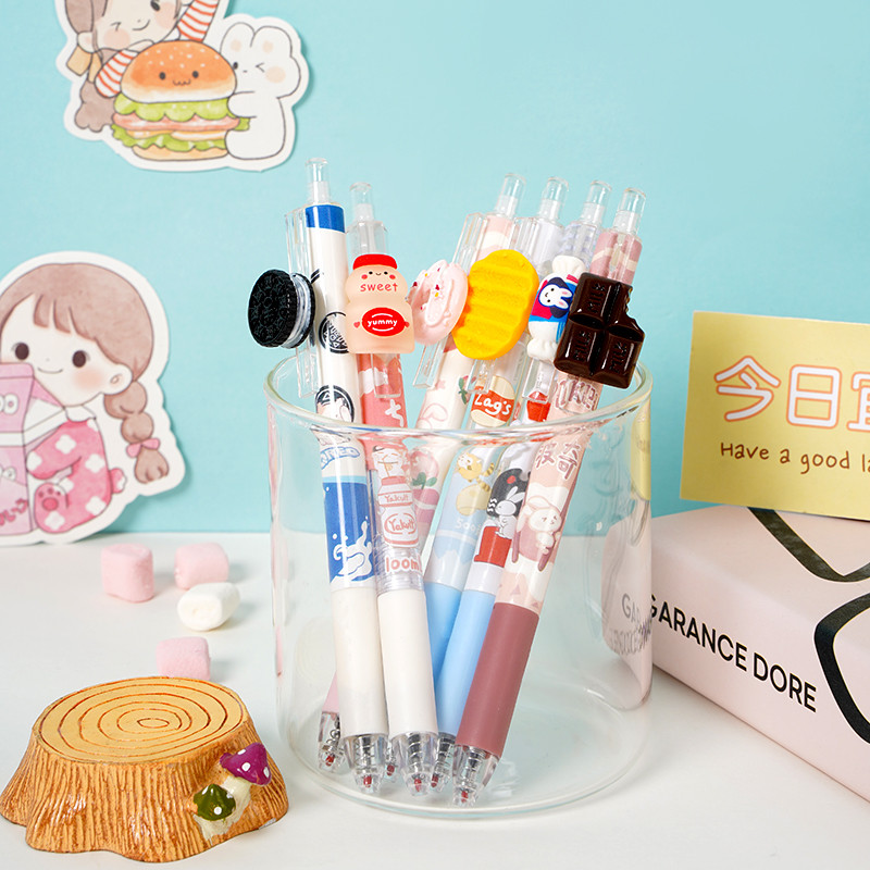 6vnt Candy Tale gelio rašiklių rinkinys Mieli šokoladiniai sausainiai Dekoracija Juodos spalvos rašalu Rašymo dovana Biuro mokykla A7134