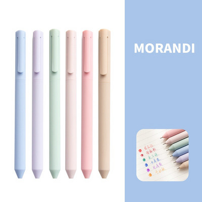 6 vnt Vintage Morandi Color gelio rašiklių rinkinys, sukamasis 0,5 mm rutulinis stulpelis dienoraščio rašymui Biuro reikmenys A7084