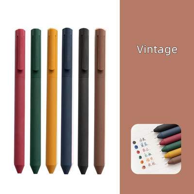 6 vnt Vintage Morandi Color gelio rašiklių rinkinys, sukamasis 0,5 mm rutulinis stulpelis dienoraščio rašymui Biuro reikmenys A7084