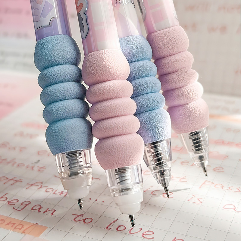 4 τμχ Marguerite Workshop Gel Pens Set Flower Print Soft Holding 0,5mm Ballpoint Black Ink A7384