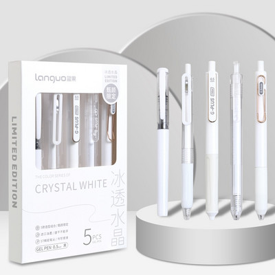 5 vnt G-plus Nice gelio rašiklių rinkinys 0,5 mm rutulinis juodos spalvos rašalas Patvarus rašymas mokykliniai biuro reikmenys A7459