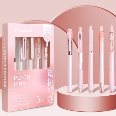 5 vnt G-plus Nice gelio rašiklių rinkinys 0,5 mm rutulinis juodos spalvos rašalas Patvarus rašymas mokykliniai biuro reikmenys A7459