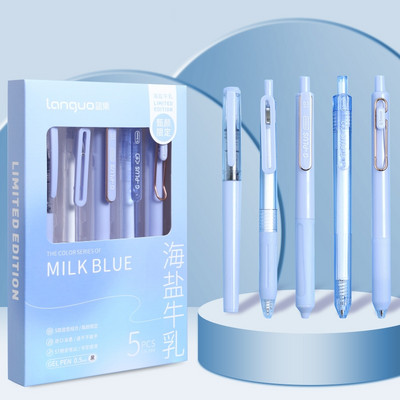 5 vnt G-plus Nice gelio rašiklių rinkinys 0,5 mm rutulinis juodos spalvos rašalas Patvarus rašymas mokykliniai biuro reikmenys A7459