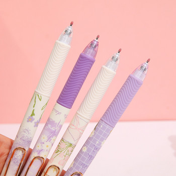 4 τεμ. Little Daisy Gel Pens Set Fresh Flower 0,5mm Ballpoint Quick Dry Black Color Ink for Writing School Office A7244