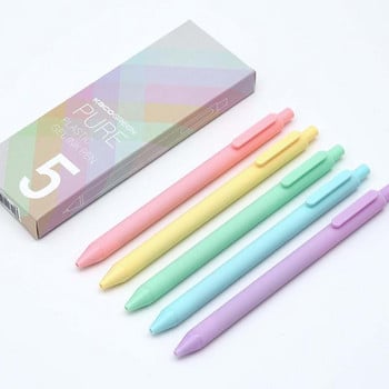 5 бр. Macaron Pure Gel Pen Set Soft Candy Touch Body 0,5 mm Химикалки с черно мастило за писане Подарък за офис училище A6696