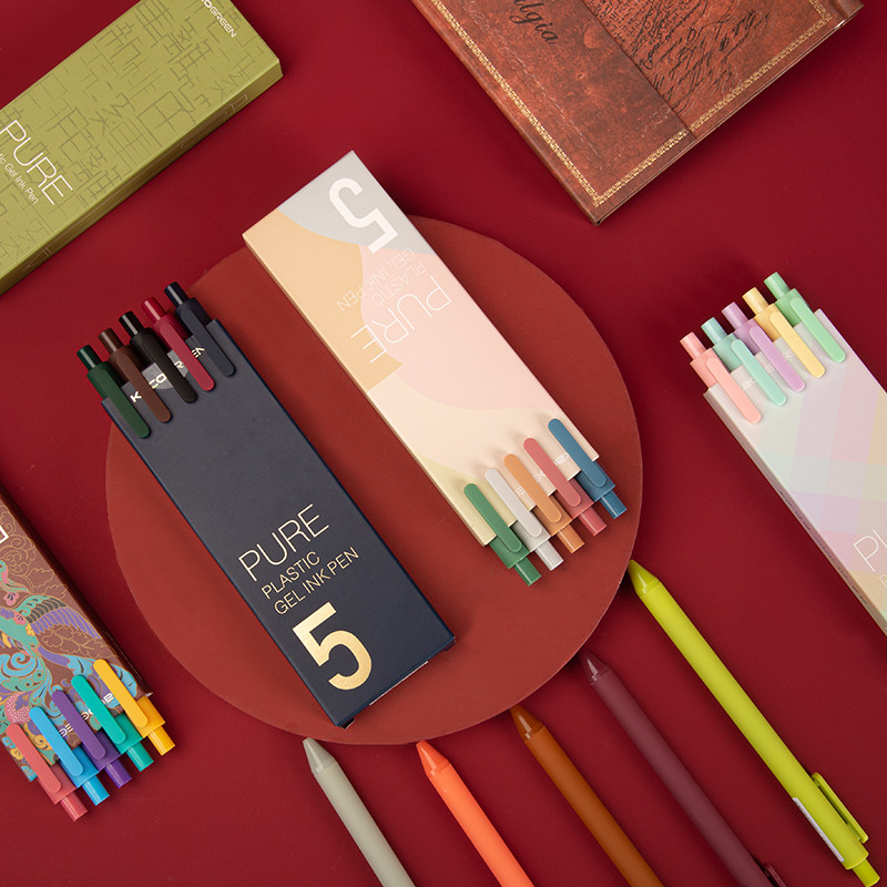 5kom Macaron Pure Gel Pen Set Soft Candy Touch Body 0,5 mm kemijske olovke s crnom tintom za pisanje Poklon Ured škola A6696