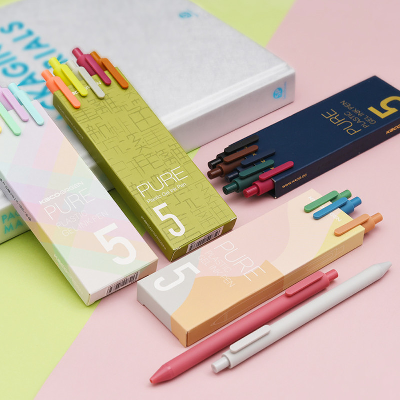 5kom Macaron Pure Gel Pen Set Soft Candy Touch Body 0,5 mm kemijske olovke s crnom tintom za pisanje Poklon Ured škola A6696