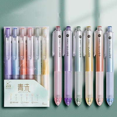 6db zöld hab zselés toll szett átlátszó kivitel, puha markolat 0,5 mm-es golyóstoll fekete színű tinta irodai iskolához A7109