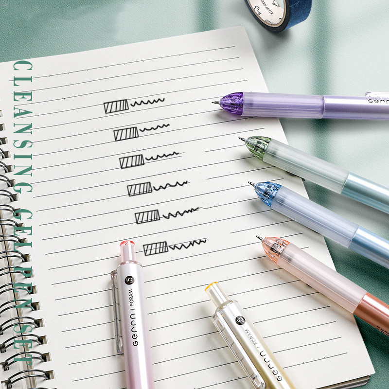 6db zöld hab zselés toll szett átlátszó kivitel, puha markolat 0,5 mm-es golyóstoll fekete színű tinta irodai iskolához A7109