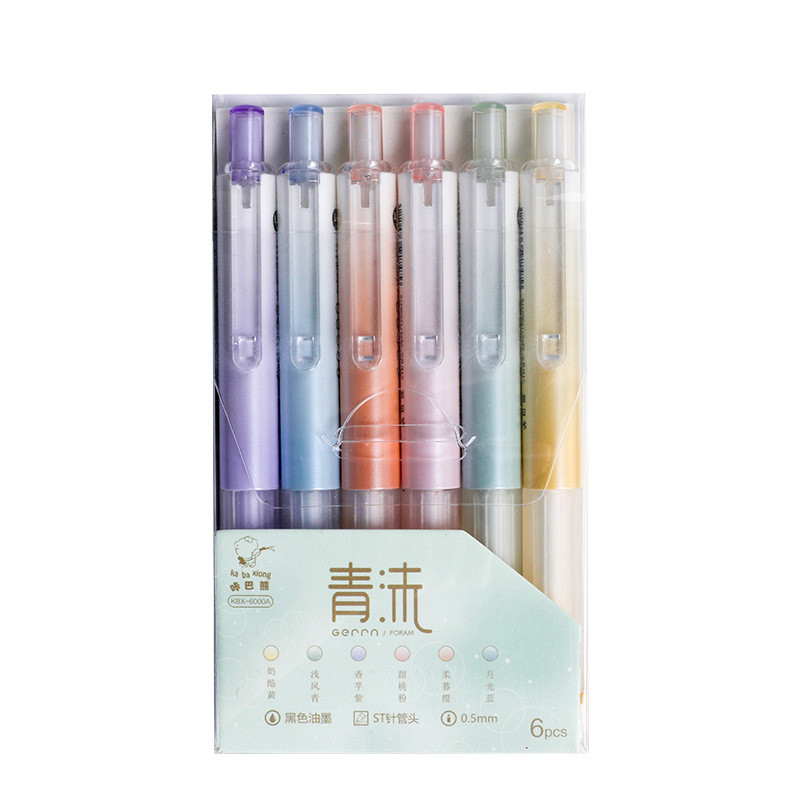 6db zöld hab zselés toll szett átlátszó kivitel, puha markolat 0,5 mm-es golyóstoll fekete színű tinta irodai iskolához A7109