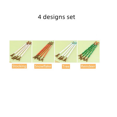 4 vnt. Linksmų Kalėdų Elk Point gelio rašikliai 0,5 mm rutuliniai juodos spalvos dekoravimo kojinės Dovana mokyklos vakarėliui A6845