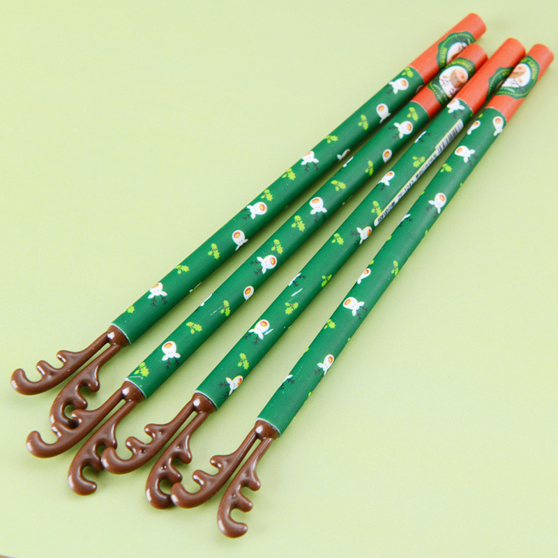 4 vnt. Linksmų Kalėdų Elk Point gelio rašikliai 0,5 mm rutuliniai juodos spalvos dekoravimo kojinės Dovana mokyklos vakarėliui A6845