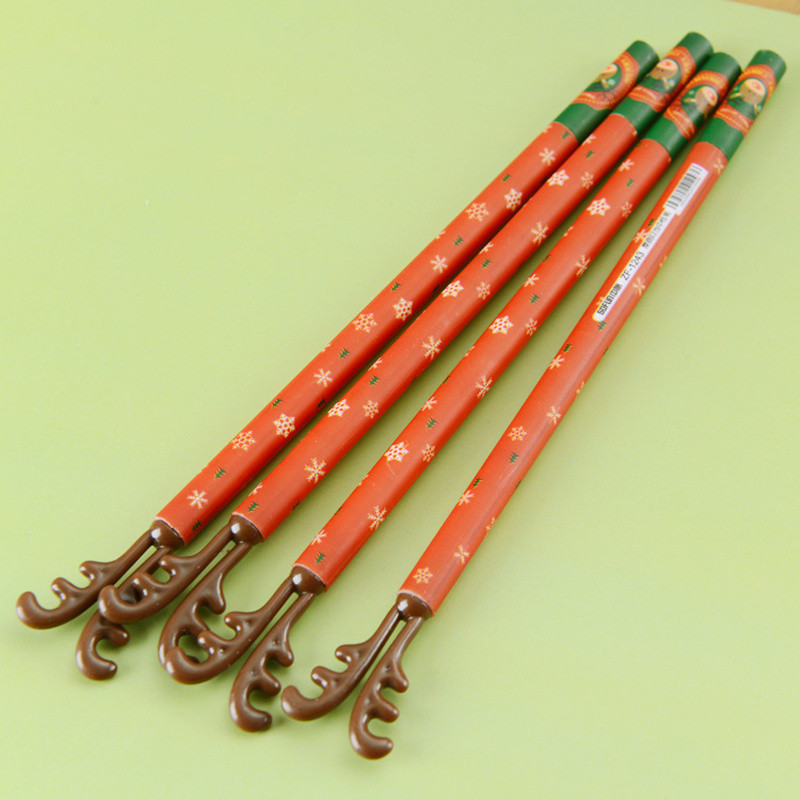 4 vnt. Linksmų Kalėdų Elk Point gelio rašikliai 0,5 mm rutuliniai juodos spalvos dekoravimo kojinės Dovana mokyklos vakarėliui A6845