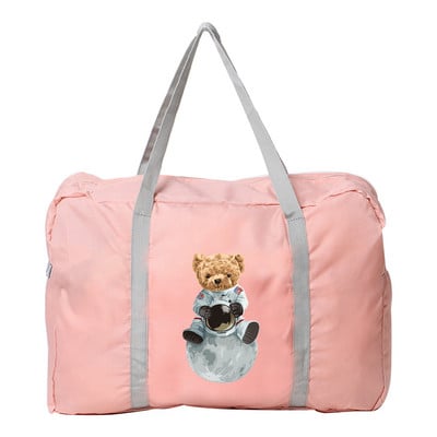 Unisex lauko kempingas Kelionių aksesuarai Krepšiai Didelės talpos Organizatorius Rankinė su užtrauktuku Bear Print Series Sulankstomas bagažo krepšys