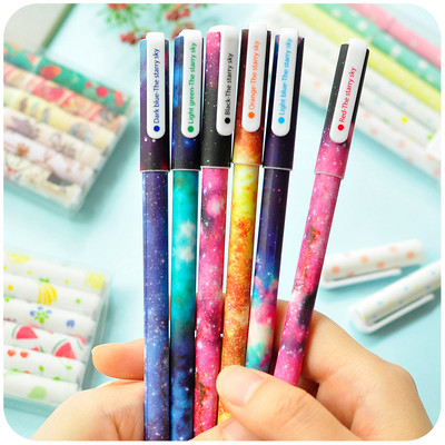 6 τμχ Πολύχρωμα στυλό τζελ Σετ Starry Prints Floral Roller Ball 0,5mm για γράψιμο επιστολόχαρτου Σχολικά είδη γραφείου A6244