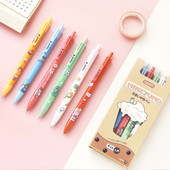 6vnt Minijump Cute Girl gelinių rašiklių rinkinys Animacinio dizaino 0,5 mm Tušinukai juodos spalvos gelio rašaliniai rašikliai, skirti rašyti biuro mokyklai A6120