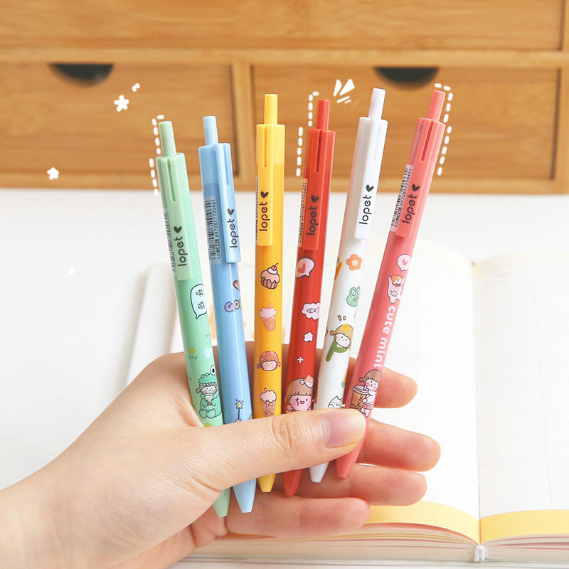 6vnt Minijump Cute Girl gelinių rašiklių rinkinys Animacinio dizaino 0,5 mm Tušinukai juodos spalvos gelio rašaliniai rašikliai, skirti rašyti biuro mokyklai A6120