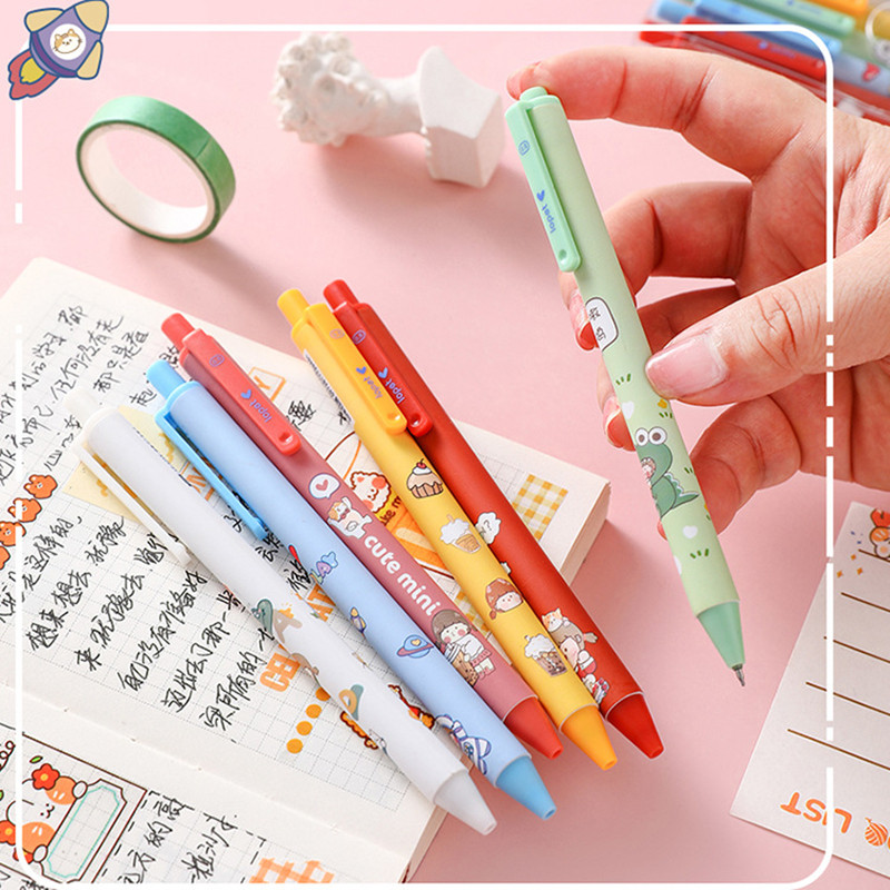 6vnt Minijump Cute Girl gelinių rašiklių rinkinys Animacinio dizaino 0,5 mm Tušinukai juodos spalvos gelio rašaliniai rašikliai, skirti rašyti biuro mokyklai A6120