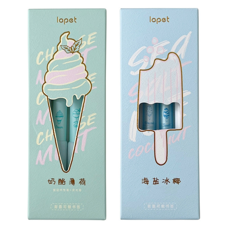 4db Sajtos menta gél toll és kiemelő készlet 0,5 mm-es golyóstollú fekete tinta és színes jelölő íráshoz A7456