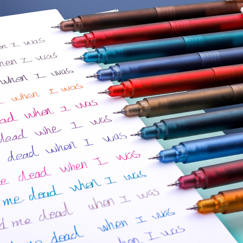 6 vnt Retro spalvos gelio rašalo rašalo rinkinys 0,5 mm rutulinio antgalio matinis korpusas baltas spaustuko įdėklo žymeklis Piešimo parašas mokykliniai reikmenys A6781