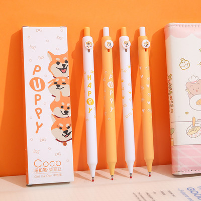 4 vnt Puppy Dog gelio rašiklių rinkinys Coco mygtuko paspaudimo tipas 0,42 mm rutulinis greitai džiūsta juodos spalvos rašalo mokyklos biuras A7278