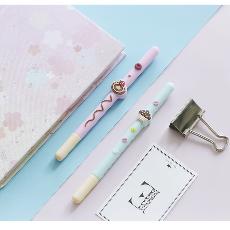 5 бр. Шоколадова бисквитена химикалка Гел химикалка Сладки понички Химикалки за торта Черно цветно мастило Офис училище A6710