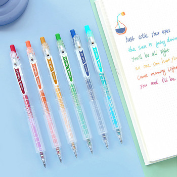 6 бр. Juice Color Click Type Gel Ink Pen Set Retro Morandi Macaron Metallic Colors Liner Marker Journal Drawing School A6780
