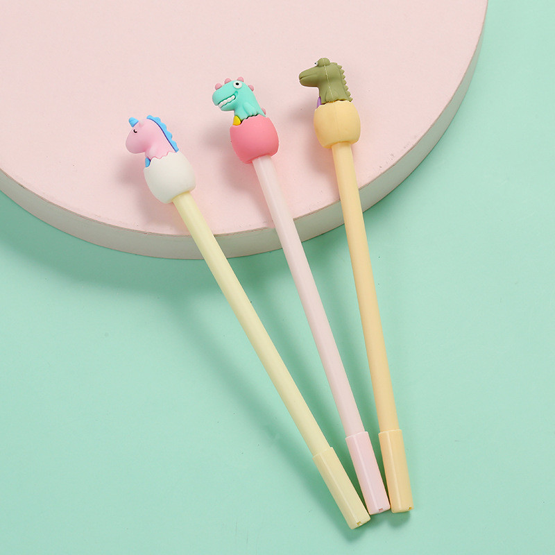 4 vnt Baby Pets gelio rašiklio rinkinys Mieli dinozaurų vienaragiai vištienos rašikliai Tušinukai 0,5 mm juodos spalvos rašalas Naujovė Kanceliarinės prekės mokykla A6859