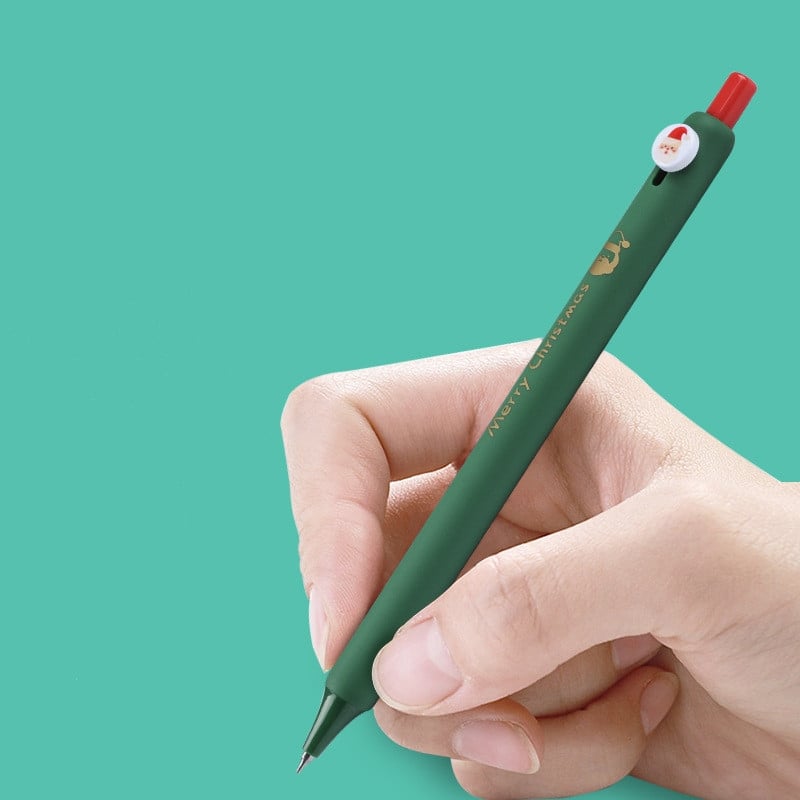 Set de 4 pixuri cu gel pentru Crăciun Fericit Coco Bell, cadou pentru petrecere, 0,5 mm, culoare neagră, cerneală, birou, școală A7305