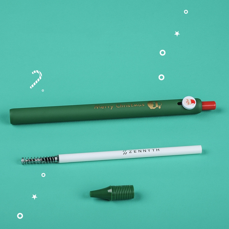 Set de 4 pixuri cu gel pentru Crăciun Fericit Coco Bell, cadou pentru petrecere, 0,5 mm, culoare neagră, cerneală, birou, școală A7305